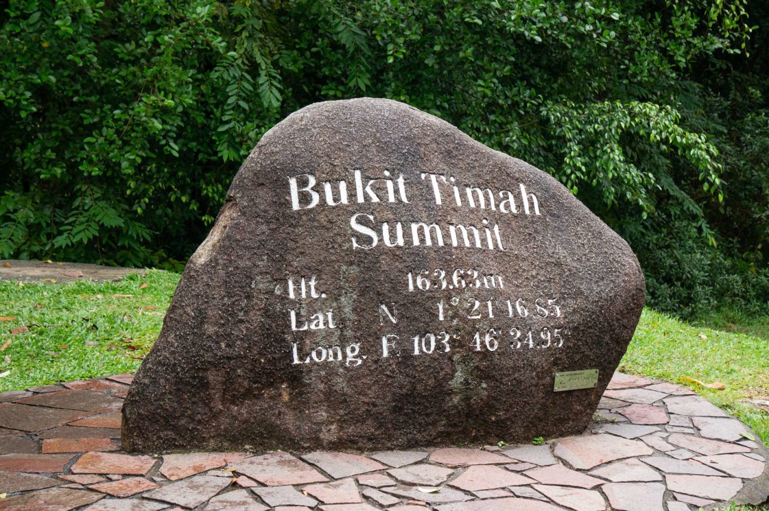 The rock at the summit of Bukit Timah at 164 m above sea level.