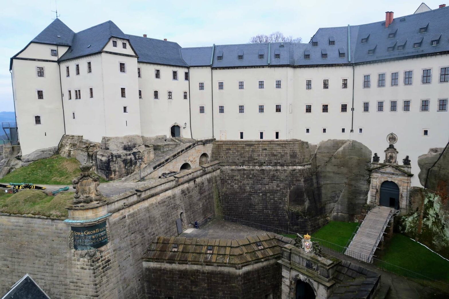 The imposing entrance of Königstein Fortress