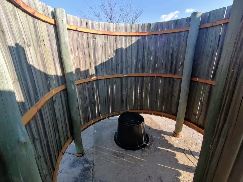 Longdrop toilet in bush campsite, mabuasehube game reserve, botswana