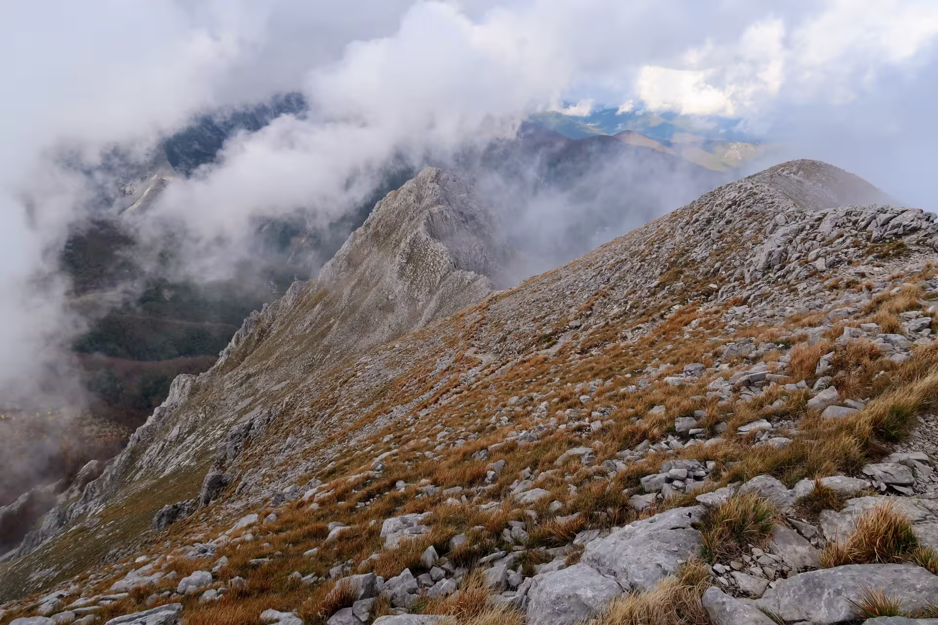 At the top of Pania della Croce Mountain in Tuscany
