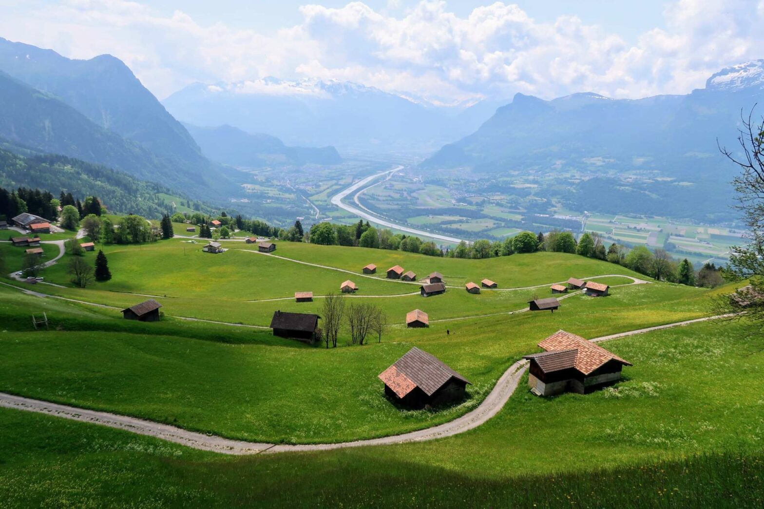Hay meadows and barns in Liechtenstein