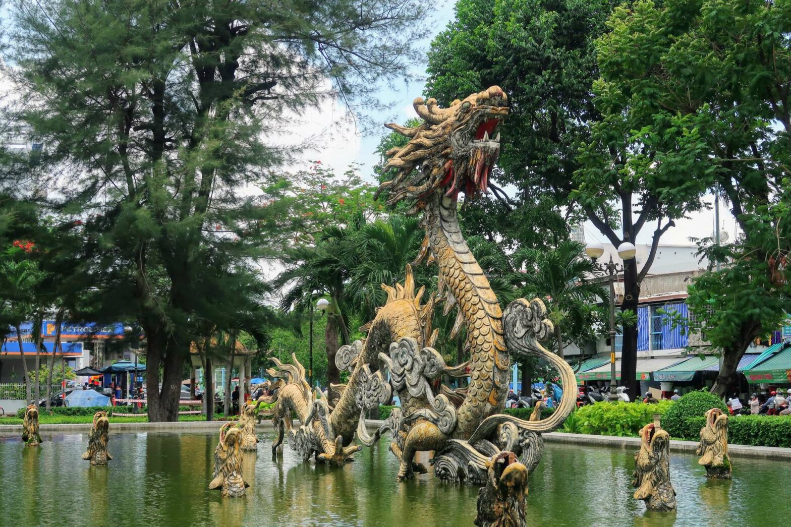 Dragon statue in Cholon, Vietnam