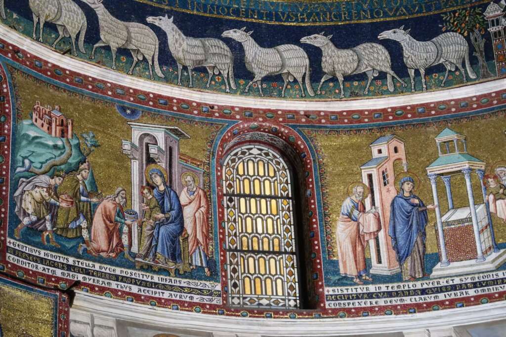 Mosaics inside Santa Maria in Trastevere Church, a highlight of a walking tour through the area