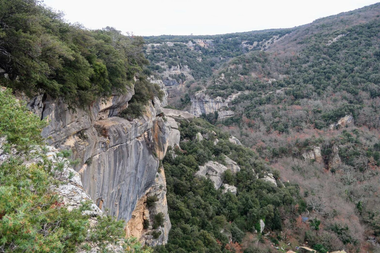 Walking along the cliffs at Buoux Gorge, Luberon, Provence