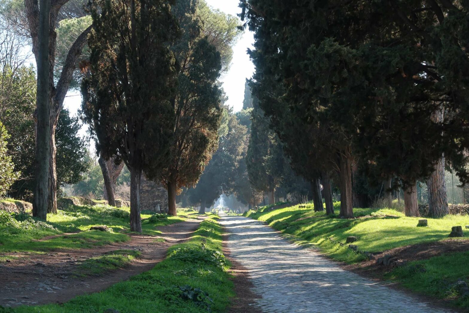 Walking along the Via Appia Antica near Rome