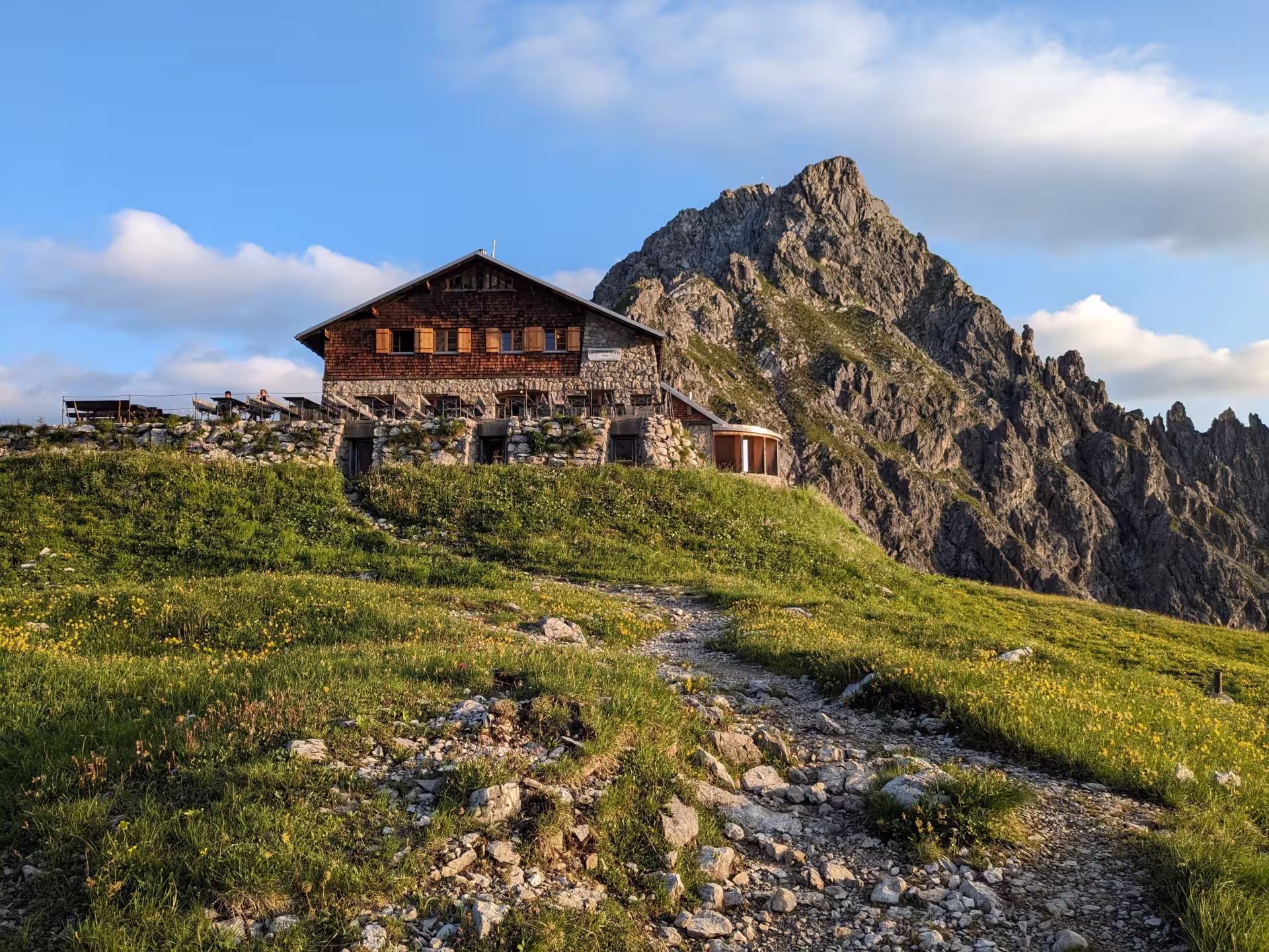 Fiderepass Hut in the morning sun